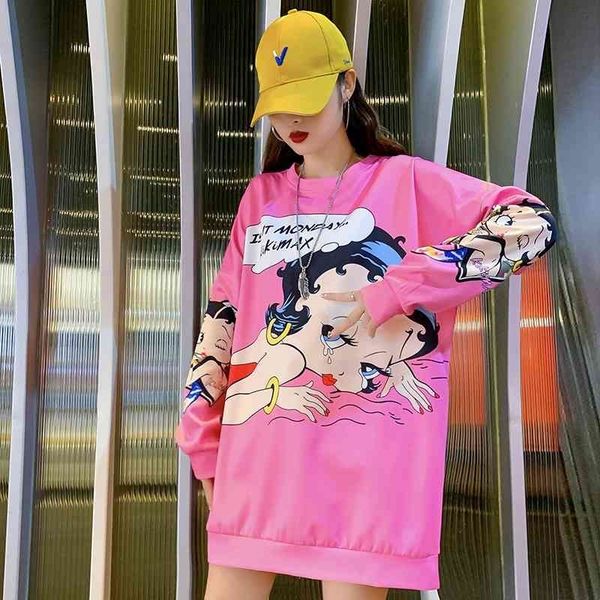 2021 spring autumn new women's wear large size medium long personalized tide brand loose casual meat covering sweater women cec, Black
2021 spring autumn new women's wear large size medium long personalized tide brand loose casual meat covering sweater women cec, Black