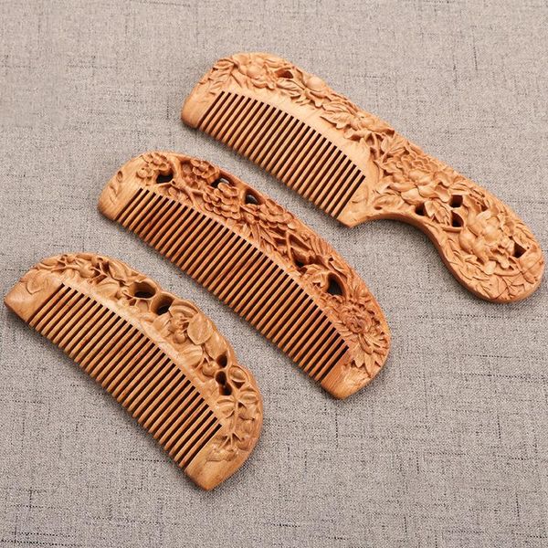 hair brushes natural peach wooden comb handmade decorative carved pattern hollow out portable girl gift massage combs, Silver
hair brushes natural peach wooden comb handmade decorative carved pattern hollow out portable girl gift massage combs, Silver