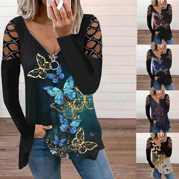 women's t-shirt v-neck cutout shirts winter spring autumn women plus sizes large big loose t printed vintage casual long sleeve, White
women's t-shirt v-neck cutout shirts winter spring autumn women plus sizes large big loose t printed vintage casual long sleeve, White