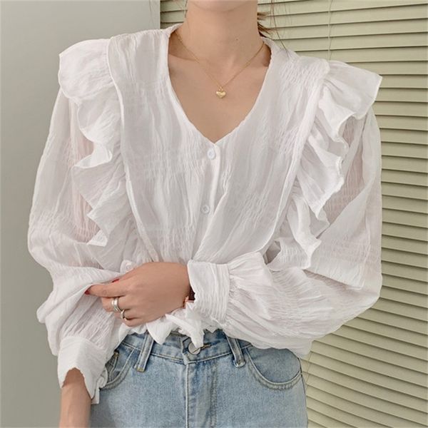 women's blouses & shirts white brief gentle new summer v-neck ruffles sweet girls lady retro stylish streetwear all match long sle
women's blouses & shirts white brief gentle new summer v-neck ruffles sweet girls lady retro stylish streetwear all match long sle