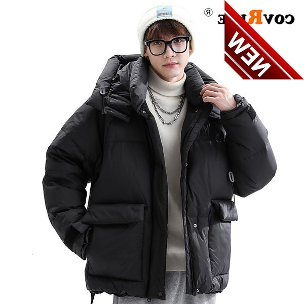 covrlge men's brand winter new style stand-up collar basic down jacket solid color warm thickened coat couples mwy040, Black
covrlge men's brand winter new style stand-up collar basic down jacket solid color warm thickened coat couples mwy040, Black