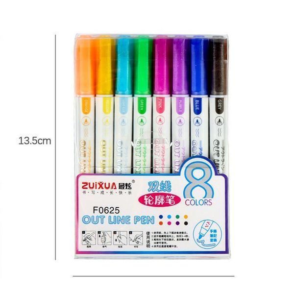 8 colors outline metallic markers, double line magic shimmer paint pens set for kids adults drawing art signature color qylozg
8 colors outline metallic markers, double line magic shimmer paint pens set for kids adults drawing art signature color qylozg
