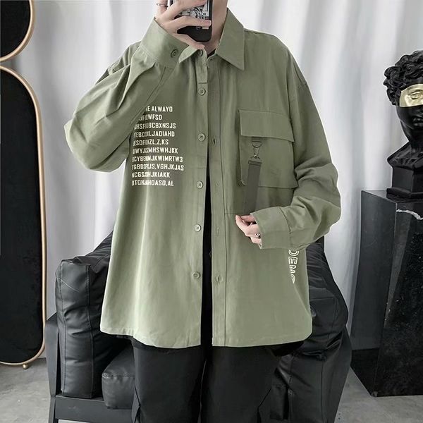 2021 summer new men's korean version tooling long sleeve fashion brand loose and handsome shirt, Black;brown
2021 summer new men's korean version tooling long sleeve fashion brand loose and handsome shirt, Black;brown