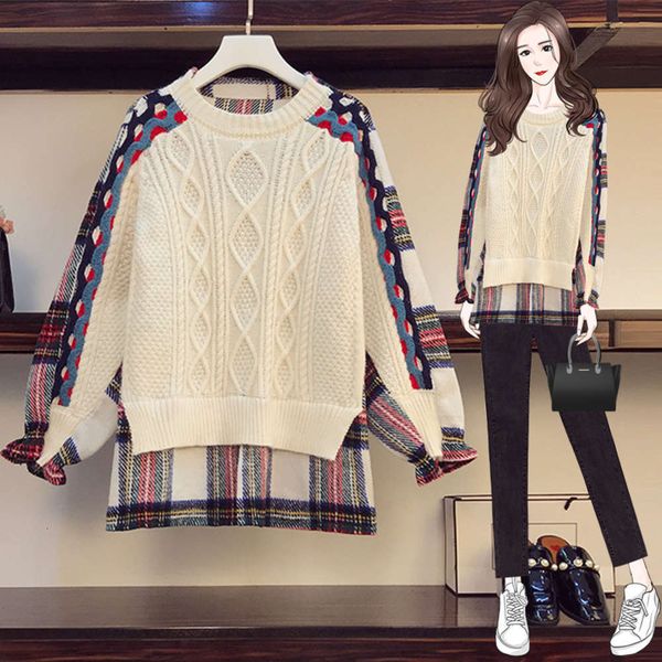 2021**large women's loose fitting pullover autumn winter net red fake two pieces of knitted shirt with stitching to show thin sweater, White;black
2021**large women's loose fitting pullover autumn winter net red fake two pieces of knitted shirt with stitching to show thin sweater, White;black