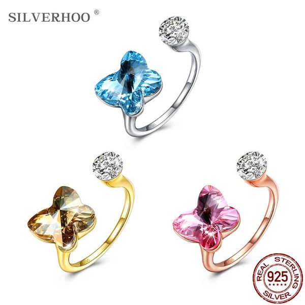 cluster rings silverhoo 925 sterling silver for women romantic butterfly shaped adjustable opening austria crystal cubic zirconia ring, Golden;silver
cluster rings silverhoo 925 sterling silver for women romantic butterfly shaped adjustable opening austria crystal cubic zirconia ring, Golden;silver