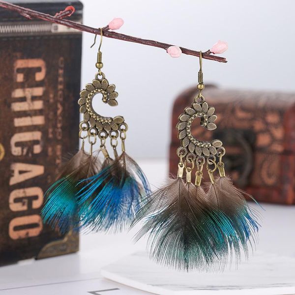 hoop & huggie folk wind vintage bipedal bird feather earrings peacock tassel women's jewelry, Golden;silver
hoop & huggie folk wind vintage bipedal bird feather earrings peacock tassel women's jewelry, Golden;silver