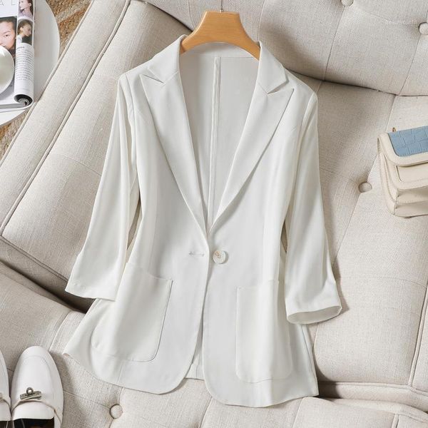 women's suits & blazers cotton linen small suit 2021 summer korean seven point sleeve fashion casual slim short coat, White;black
women's suits & blazers cotton linen small suit 2021 summer korean seven point sleeve fashion casual slim short coat, White;black