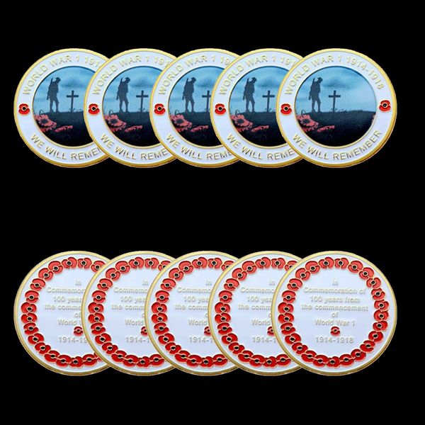 5pcs non magnetic challenge coin craft world war 1914-1918 we will remember gold plated commemorative badge
5pcs non magnetic challenge coin craft world war 1914-1918 we will remember gold plated commemorative badge
