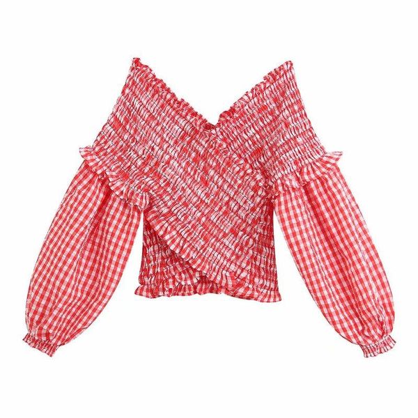 women's blouses & shirts woah 2021 ms bb2132 blouse women blusa feminina blusas plaid elastic v-neck intersection wh, White
women's blouses & shirts woah 2021 ms bb2132 blouse women blusa feminina blusas plaid elastic v-neck intersection wh, White