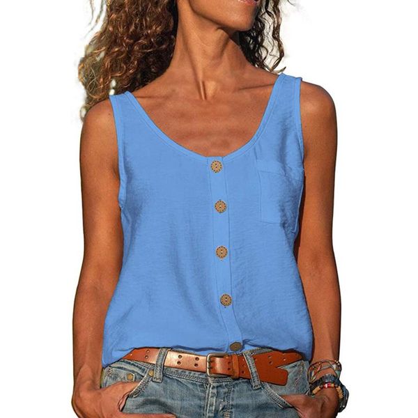 women's tanks & camis summer solid women tank button down scoop neck sleeveless t shirts streetwear loose pocket female blouses, White
women's tanks & camis summer solid women tank button down scoop neck sleeveless t shirts streetwear loose pocket female blouses, White