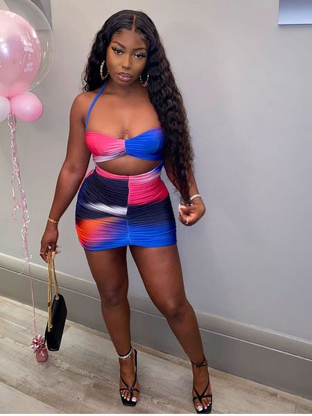 spaghetti strap ruched dress summer rainbow stripes print cut out waist backless dress party bodycon club mini dress, Black;gray
spaghetti strap ruched dress summer rainbow stripes print cut out waist backless dress party bodycon club mini dress, Black;gray
