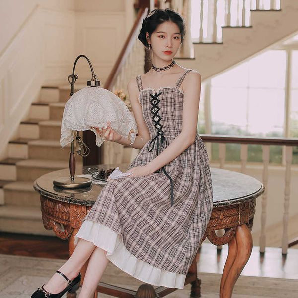 2021 summer french sleevels plaid strap drs slim suspender skirt 9747#, White;black
2021 summer french sleevels plaid strap drs slim suspender skirt 9747#, White;black