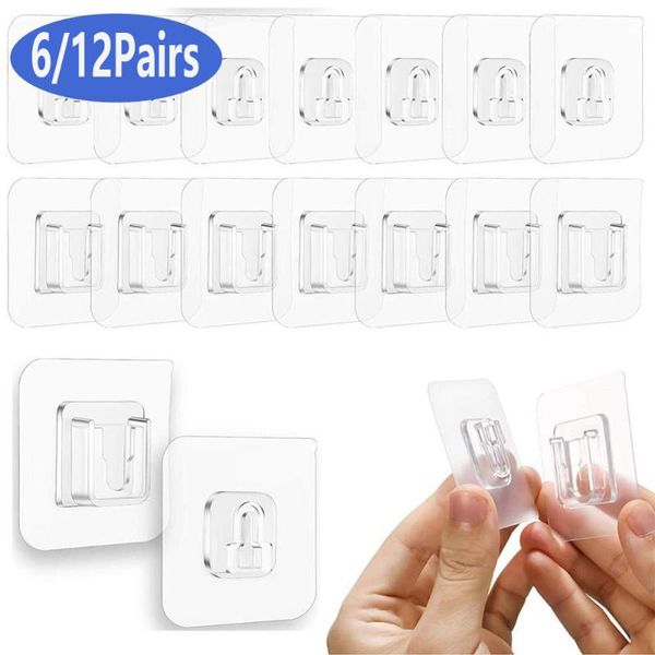6/12pair adhesive hooks wall hangers double-sided transparent self-adhesive hooks for bathroom kitchen wall holder suction cup
6/12pair adhesive hooks wall hangers double-sided transparent self-adhesive hooks for bathroom kitchen wall holder suction cup
