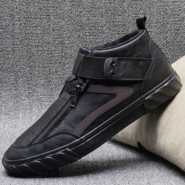high casual 2020 winter new versatile plush leather men's british board shoes warm and fashionable martin boots, White;red
high casual 2020 winter new versatile plush leather men's british board shoes warm and fashionable martin boots, White;red