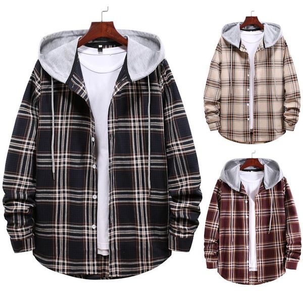 men's casual shirts couple hooded plaid shirt men and women loose spring autumn fashion long-sleeved, White;black
men's casual shirts couple hooded plaid shirt men and women loose spring autumn fashion long-sleeved, White;black