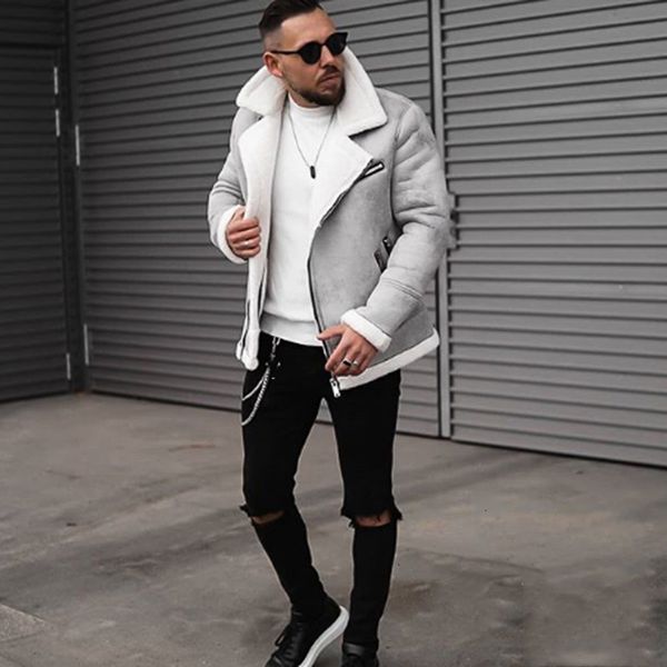 new turn-down collar zipper jacket coat warm thick fleece casual solid fashion outerwear men clothing 2021 05k9, Black;brown
new turn-down collar zipper jacket coat warm thick fleece casual solid fashion outerwear men clothing 2021 05k9, Black;brown