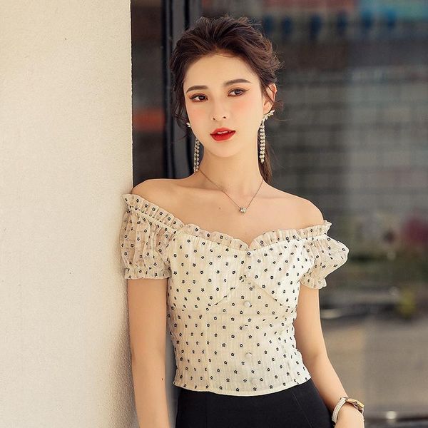 women's blouses & shirts 2021 summer slash neck short sleeve casual female french wood ears puff sleeves polka dot chiffon shirt blouse, White
women's blouses & shirts 2021 summer slash neck short sleeve casual female french wood ears puff sleeves polka dot chiffon shirt blouse, White