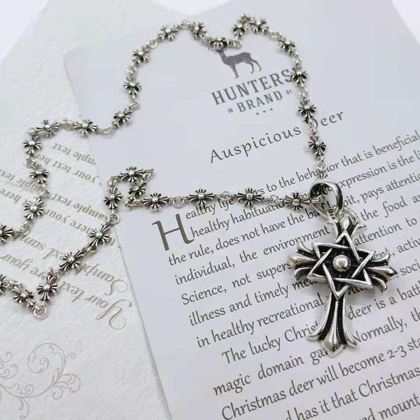 design jewelry croix necklace six pointed star cross pendant male and female couple sweater cross chain, Silver
design jewelry croix necklace six pointed star cross pendant male and female couple sweater cross chain, Silver