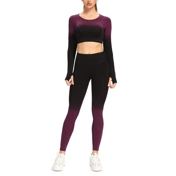 yoga outfits seamless set women gym 2 piece sports suit long sleeve fitness leggings elastic gradual sportwear workout clothes, White;red
yoga outfits seamless set women gym 2 piece sports suit long sleeve fitness leggings elastic gradual sportwear workout clothes, White;red