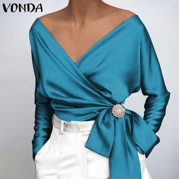 women's blouses & shirts vonda 2021 women fashion blouse elegant solid color v neck party spring long sleeve blusas femininas, White
women's blouses & shirts vonda 2021 women fashion blouse elegant solid color v neck party spring long sleeve blusas femininas, White