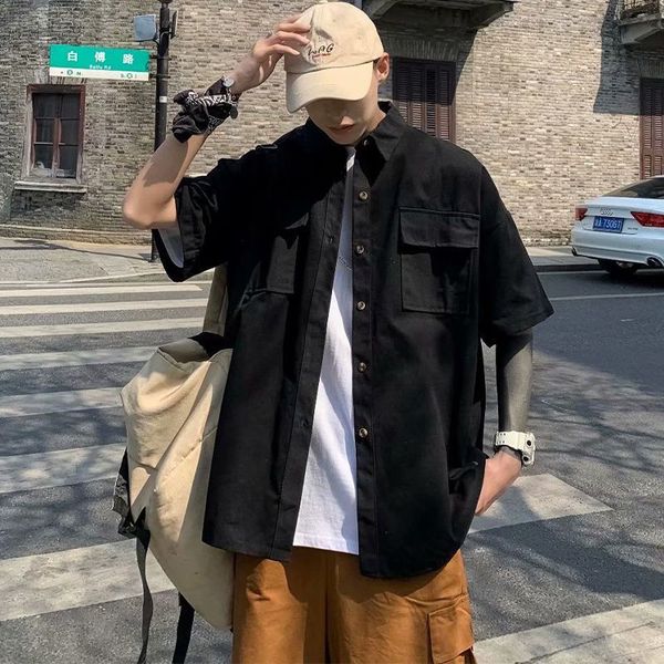 men's casual shirts short sleeved shirt, summer casual japanese style, hong kong style, White;black
men's casual shirts short sleeved shirt, summer casual japanese style, hong kong style, White;black