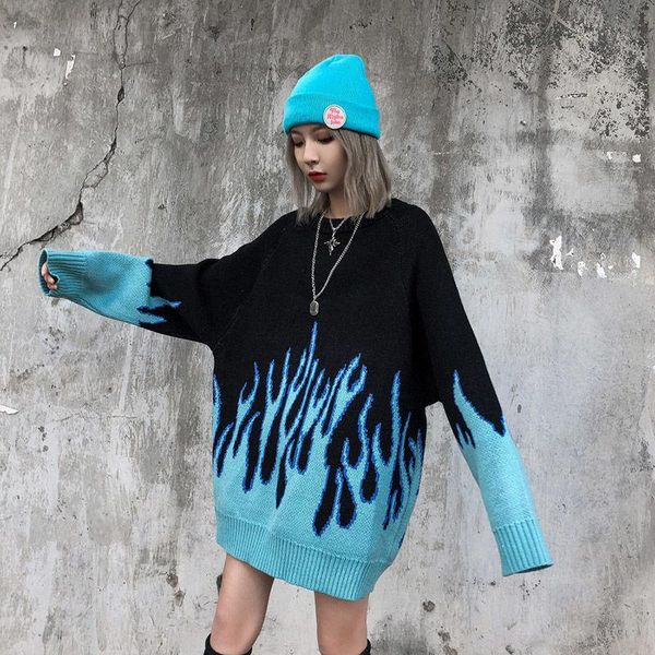 women's sweaters harajuku high street flame jacquard loose pullover christmas women pull femme plus size jumper streetwear knitting, White;black
women's sweaters harajuku high street flame jacquard loose pullover christmas women pull femme plus size jumper streetwear knitting, White;black