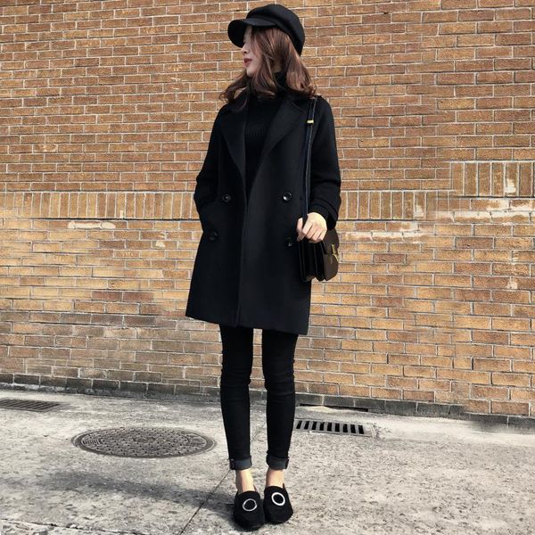 women's wool & blends kmetram fashion woolen coat autumn winter jacket women clothes 2021 thick long trench female manteau femme my4822, Black
women's wool & blends kmetram fashion woolen coat autumn winter jacket women clothes 2021 thick long trench female manteau femme my4822, Black