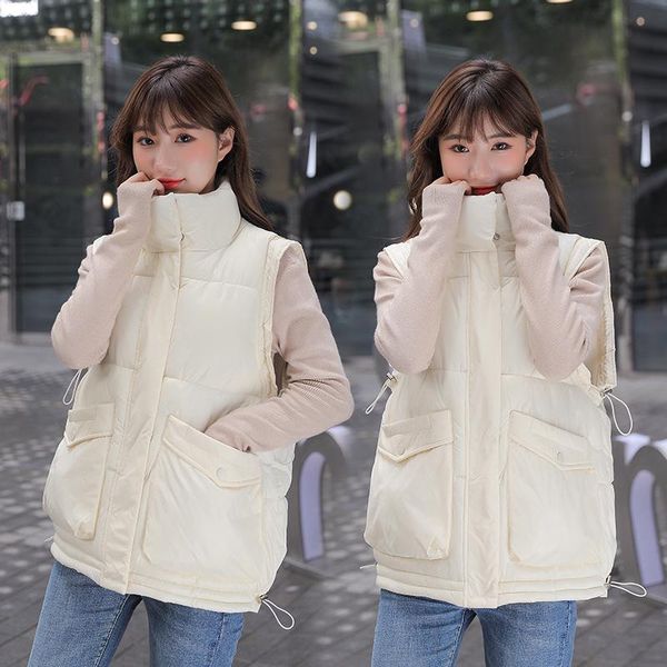 women's vests autumn winter women waistcoat vest 2021 casual solid sleeveless two pockets thick warm factory quality padded outwear, Black;white
women's vests autumn winter women waistcoat vest 2021 casual solid sleeveless two pockets thick warm factory quality padded outwear, Black;white