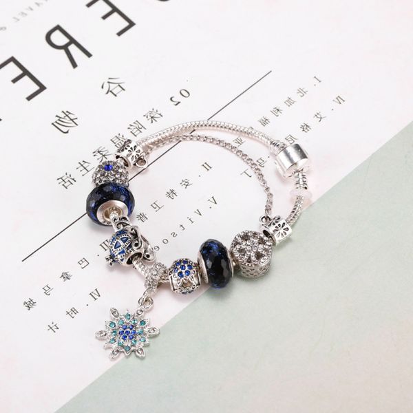 blue star female bracelet alloy pan family snowflake pendant pumpkin car glass bead bracelet snake bone chain, Black
blue star female bracelet alloy pan family snowflake pendant pumpkin car glass bead bracelet snake bone chain, Black