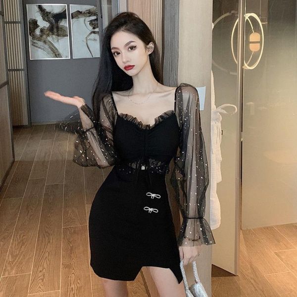 casual dresses bandage bodycon mini-dress patchwork mesh long sleeve slim black evening elegant women's clothing autumn fashion, Black;gray
casual dresses bandage bodycon mini-dress patchwork mesh long sleeve slim black evening elegant women's clothing autumn fashion, Black;gray