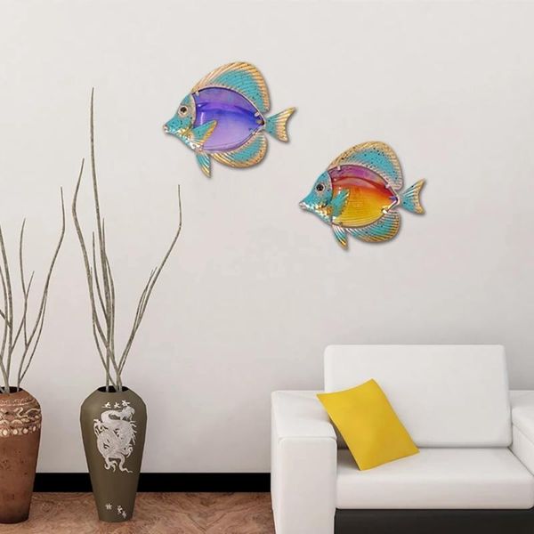 decorative objects & figurines set of 2 metal fish wall art for home and garden decoration outdoor animales jardin with colour statues sculp
decorative objects & figurines set of 2 metal fish wall art for home and garden decoration outdoor animales jardin with colour statues sculp