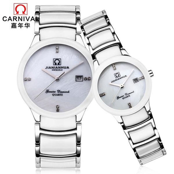 wristwatches relojes fashion couple gift carnival japan quartz movement watch sapphire calendar waterproof ceramics band dress watches, Slivery;brown 
wristwatches relojes fashion couple gift carnival japan quartz movement watch sapphire calendar waterproof ceramics band dress watches, Slivery;brown