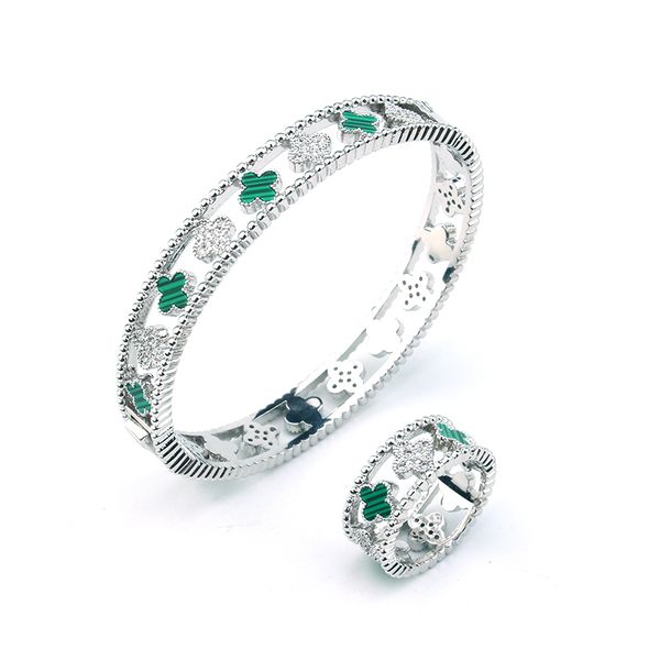 hollow men bracelets gold plated diamond rings four leaf clover green acrylic women bangl beads zircon steel wide bangle for, Golden;silver
hollow men bracelets gold plated diamond rings four leaf clover green acrylic women bangl beads zircon steel wide bangle for, Golden;silver