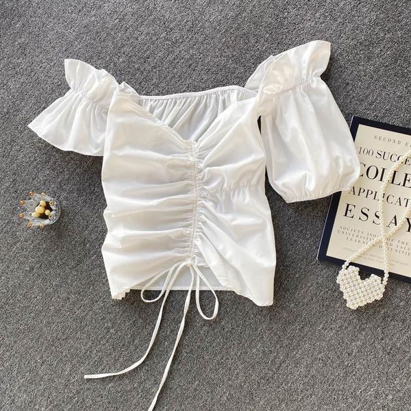 women's blouses & shirts singreiny women fashion korean blouse design asymmetry short sleeve slash neck slim summer off shoulder, White
women's blouses & shirts singreiny women fashion korean blouse design asymmetry short sleeve slash neck slim summer off shoulder, White
