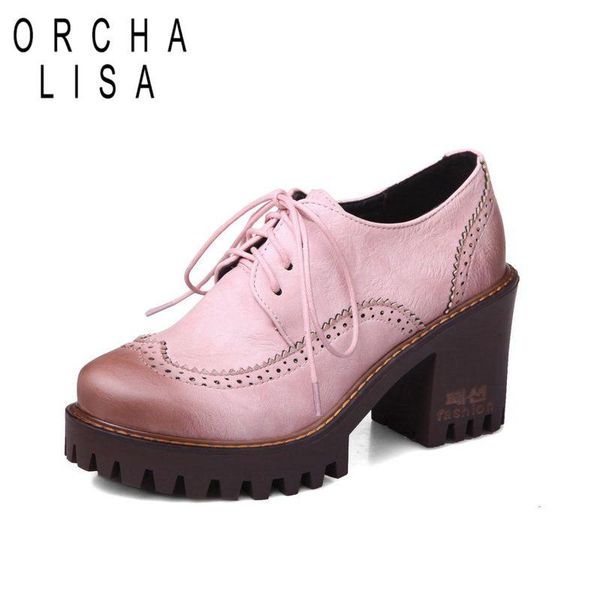 dress shoes orcha lisa retro block high heels women pumps platform brogues woman lace up round toe footwear booties big size 32-43, Black
dress shoes orcha lisa retro block high heels women pumps platform brogues woman lace up round toe footwear booties big size 32-43, Black