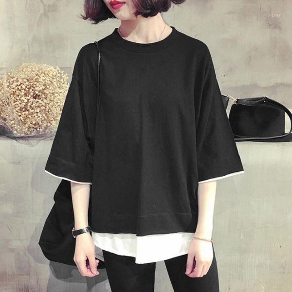 women's t-shirt women casual half sleeve loose t-shirts solid plus size fake two piece o neck tee 2021, White
women's t-shirt women casual half sleeve loose t-shirts solid plus size fake two piece o neck tee 2021, White