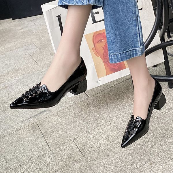 womens gnuine leather slip-on pumps med heel comfortable pointed toe cross strap ol style female footwear shoes, Black
womens gnuine leather slip-on pumps med heel comfortable pointed toe cross strap ol style female footwear shoes, Black