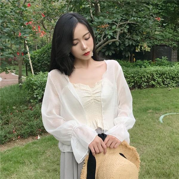 women's blouses & shirts women summer elegant casual korean style female all-match students feminine loose solid vintage comfortable, White
women's blouses & shirts women summer elegant casual korean style female all-match students feminine loose solid vintage comfortable, White