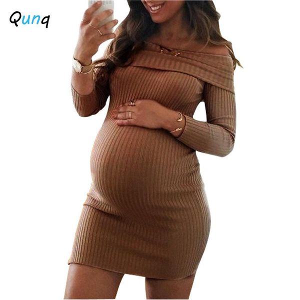 maternity dresses knitting long sleeve spring fall clothes for pregnant women solid shoulderless arrivals gown, White
maternity dresses knitting long sleeve spring fall clothes for pregnant women solid shoulderless arrivals gown, White