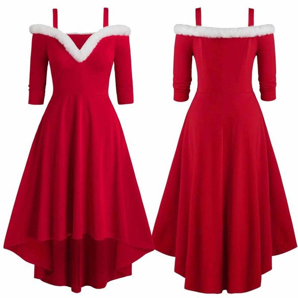 casual dresses vintage womens christmas dress half sleeve off shoulder irregular hem solid red plush camisole evening clothes, Black;gray
casual dresses vintage womens christmas dress half sleeve off shoulder irregular hem solid red plush camisole evening clothes, Black;gray