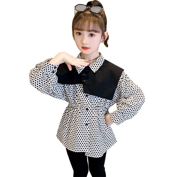 girls blouse dot pattern shirt patchwork children's shirts for spring autumn clothes 210527, White;black
girls blouse dot pattern shirt patchwork children's shirts for spring autumn clothes 210527, White;black