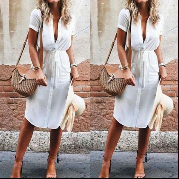 elegant short sleeve shirt dress 2021 summer solid single breasted beach dresses women casual adjusted waist mini party vestido, Black;gray
elegant short sleeve shirt dress 2021 summer solid single breasted beach dresses women casual adjusted waist mini party vestido, Black;gray