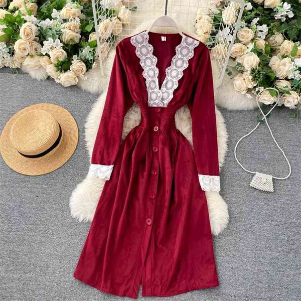 lady fashion court a-line dress women retro lace edge v-neck long sleeve slim celebrity velvet elegant vestidos q166 210527, Black;gray
lady fashion court a-line dress women retro lace edge v-neck long sleeve slim celebrity velvet elegant vestidos q166 210527, Black;gray