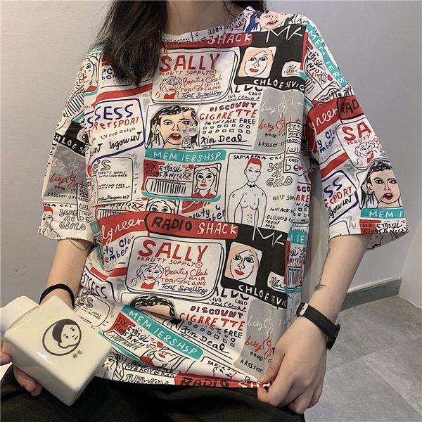 women's t-shirt women summer oversize t shirt harajuku hip-hop womens casual loose t-shirts female korean style short sleeve cartoon pr, White
women's t-shirt women summer oversize t shirt harajuku hip-hop womens casual loose t-shirts female korean style short sleeve cartoon pr, White