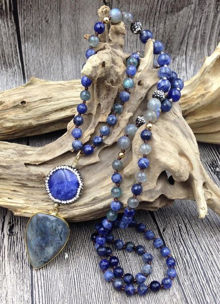 pendant necklaces ya2736 labradorite sodalite pave stone beads knot handmade necklace, Silver
pendant necklaces ya2736 labradorite sodalite pave stone beads knot handmade necklace, Silver