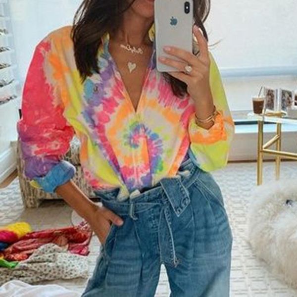women's t-shirt fashion shirt v-neck slim color galaxy tie-dyed printed long sleeve casual loose sweatshirt women clothes, White
women's t-shirt fashion shirt v-neck slim color galaxy tie-dyed printed long sleeve casual loose sweatshirt women clothes, White