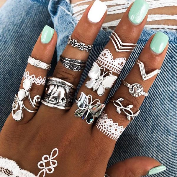 cluster rings 14pcs/set leaf heart butterfly elephant sunflower for women knuckle midi ring sets jewelry anillos 14562, Golden;silver
cluster rings 14pcs/set leaf heart butterfly elephant sunflower for women knuckle midi ring sets jewelry anillos 14562, Golden;silver