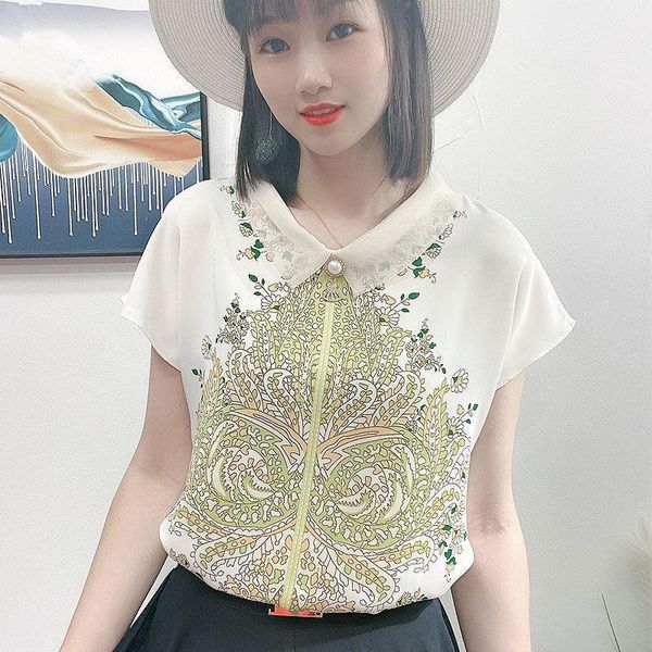 women's blouses & shirts chiffon women summer 2021 short sleeve doll collar elegant all-match high-end loose blusas mm0832, White
women's blouses & shirts chiffon women summer 2021 short sleeve doll collar elegant all-match high-end loose blusas mm0832, White