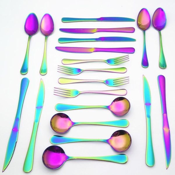 flatware sets colorful spoon steak knife dinner fork rainbow suit mirror polished stainless steel dinnerware set 4pcs/set
flatware sets colorful spoon steak knife dinner fork rainbow suit mirror polished stainless steel dinnerware set 4pcs/set