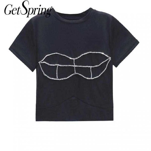 getspring women t shirt diamond cotton black white shirt plus size casual short summer op 210601
getspring women t shirt diamond cotton black white shirt plus size casual short summer op 210601